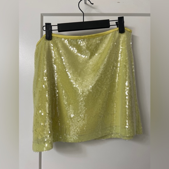 Zara Yellow Sequin Mini Skirt - Picture 3 of 5